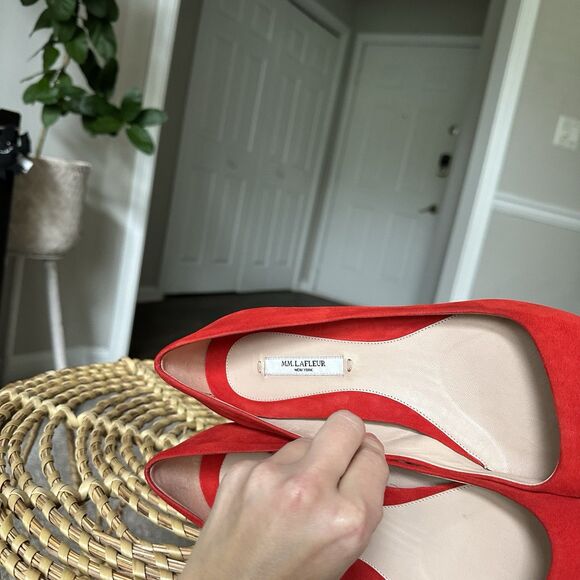 M.M. Lafleur The Lillian Pump - Italian Suede Red Heels Women’s EU 40 US 9/9.5 - Picture 5 of 14